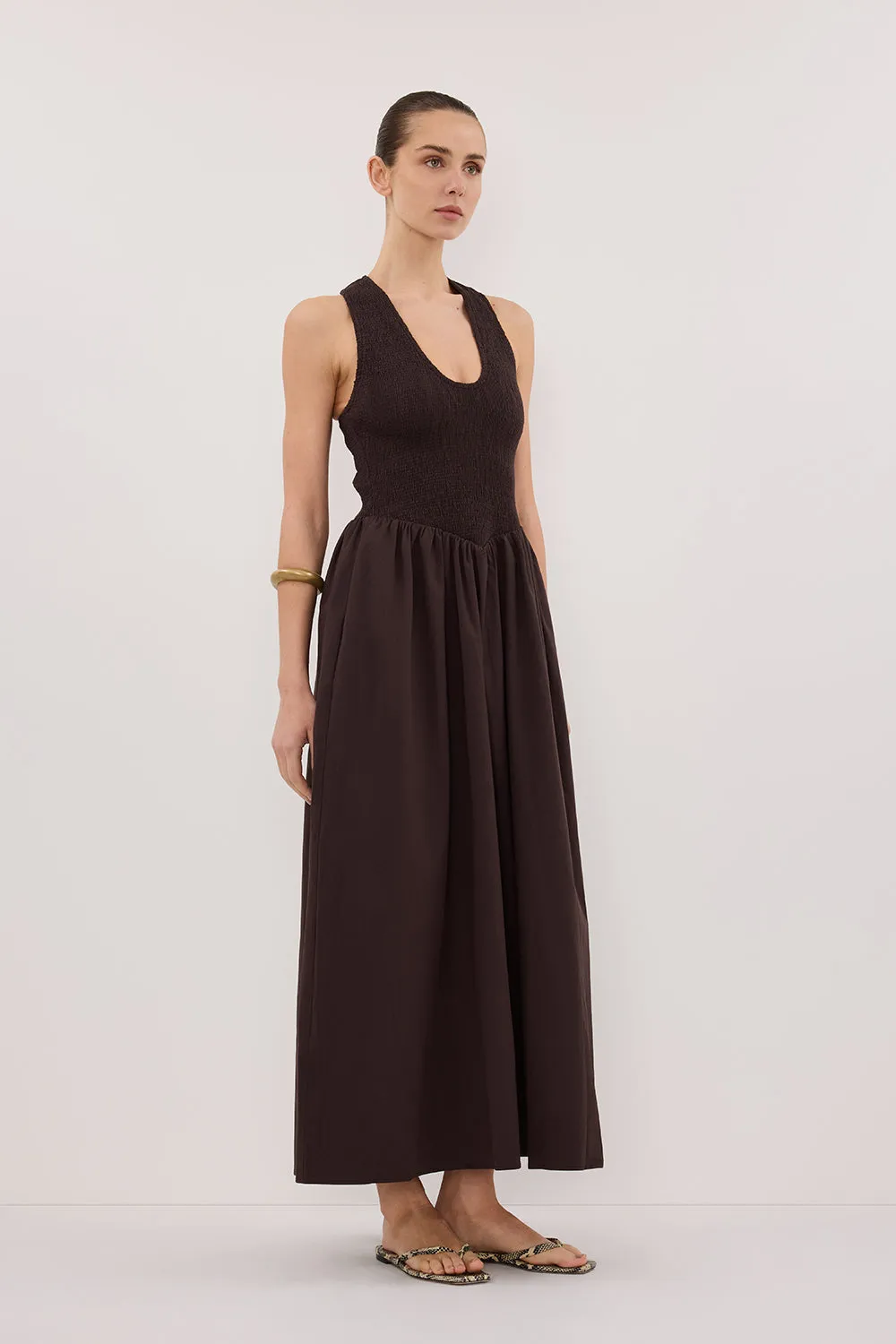 FLORENCE BURNT CHOC COTTON MIDI DRESS sold by Dissh product image thumbnail 2