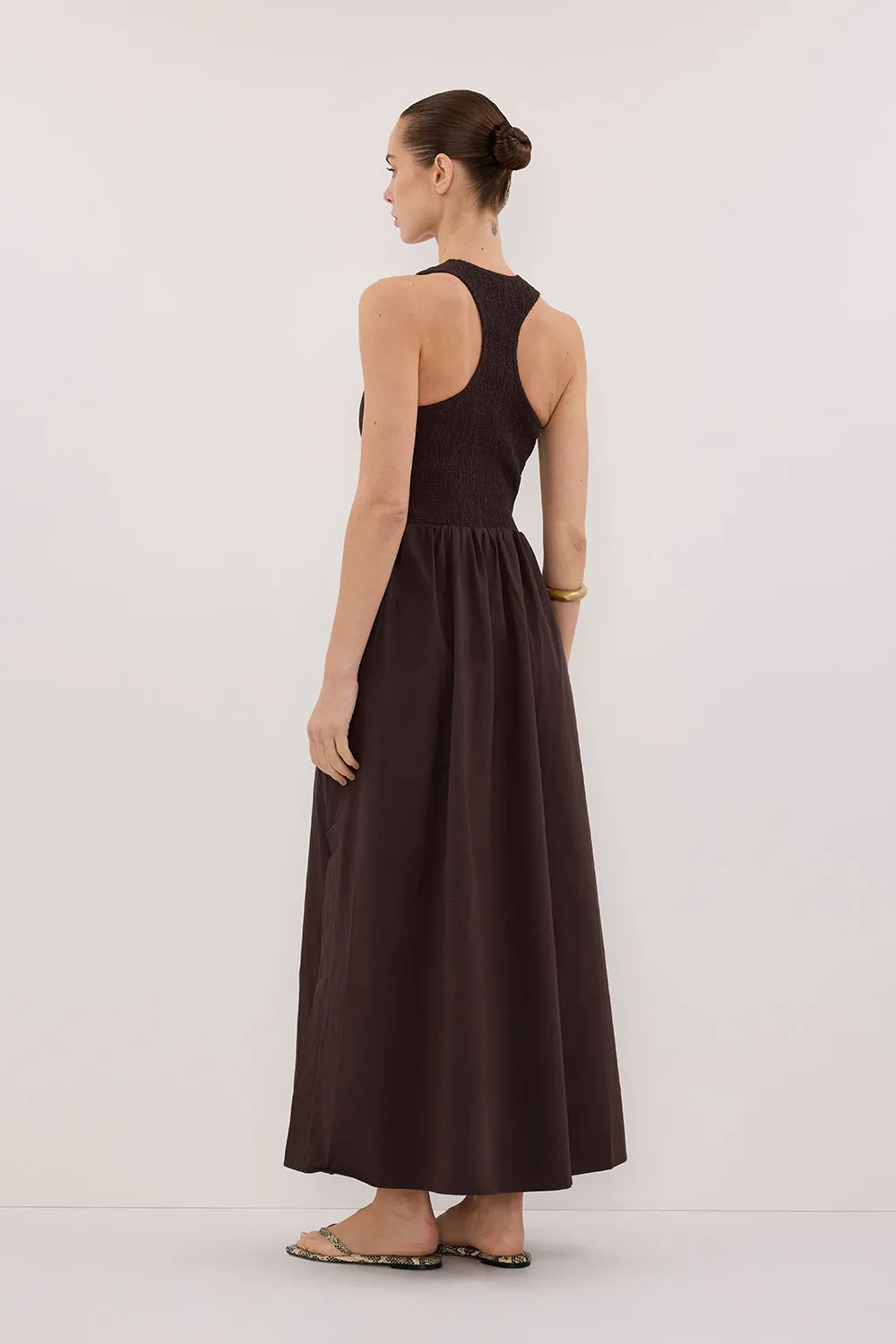 FLORENCE BURNT CHOC COTTON MIDI DRESS sold by Dissh product image thumbnail 3