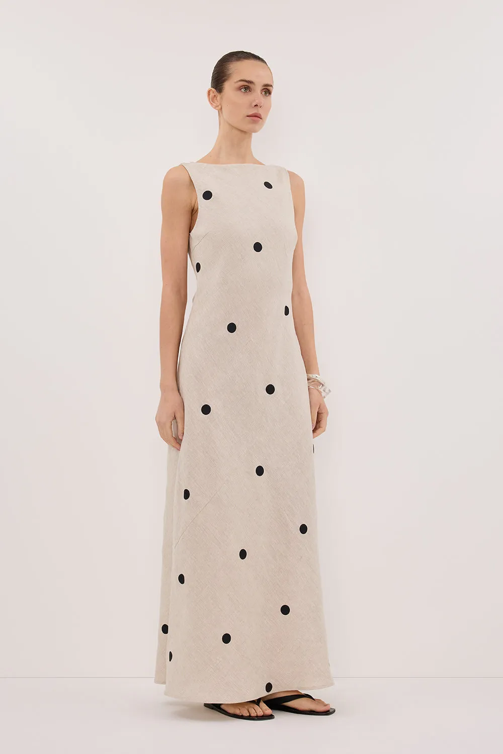 BEVERLY NATURAL SPOT LINEN MIDI DRESS sold by Dissh product image thumbnail 4