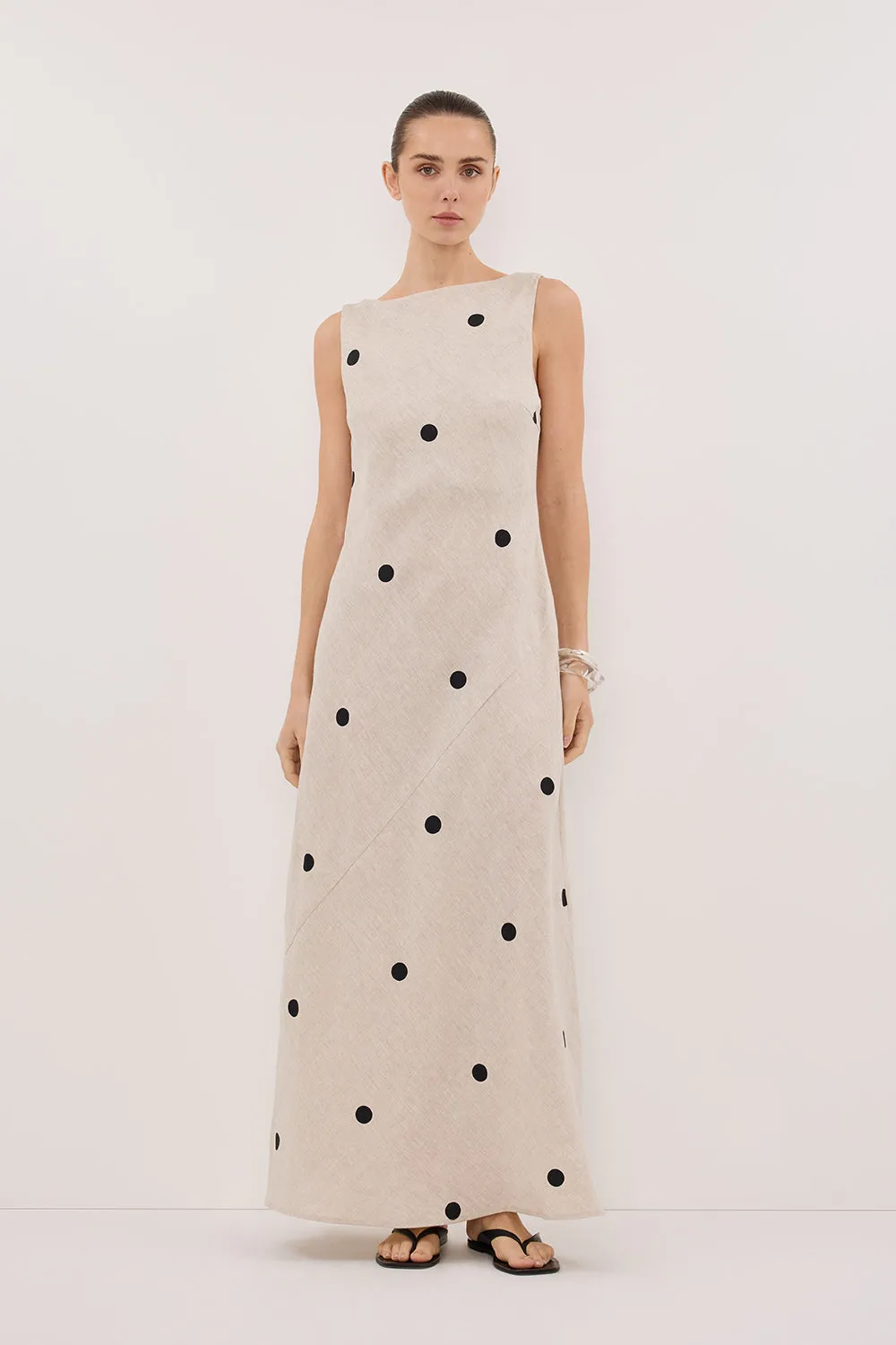 BEVERLY NATURAL SPOT LINEN MIDI DRESS sold by Dissh product image thumbnail 2