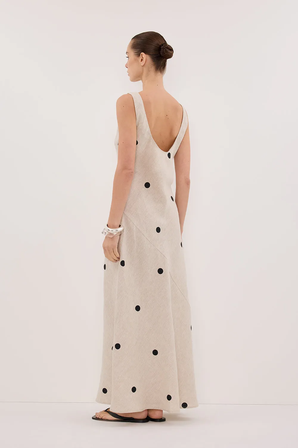 BEVERLY NATURAL SPOT LINEN MIDI DRESS sold by Dissh product image thumbnail 5