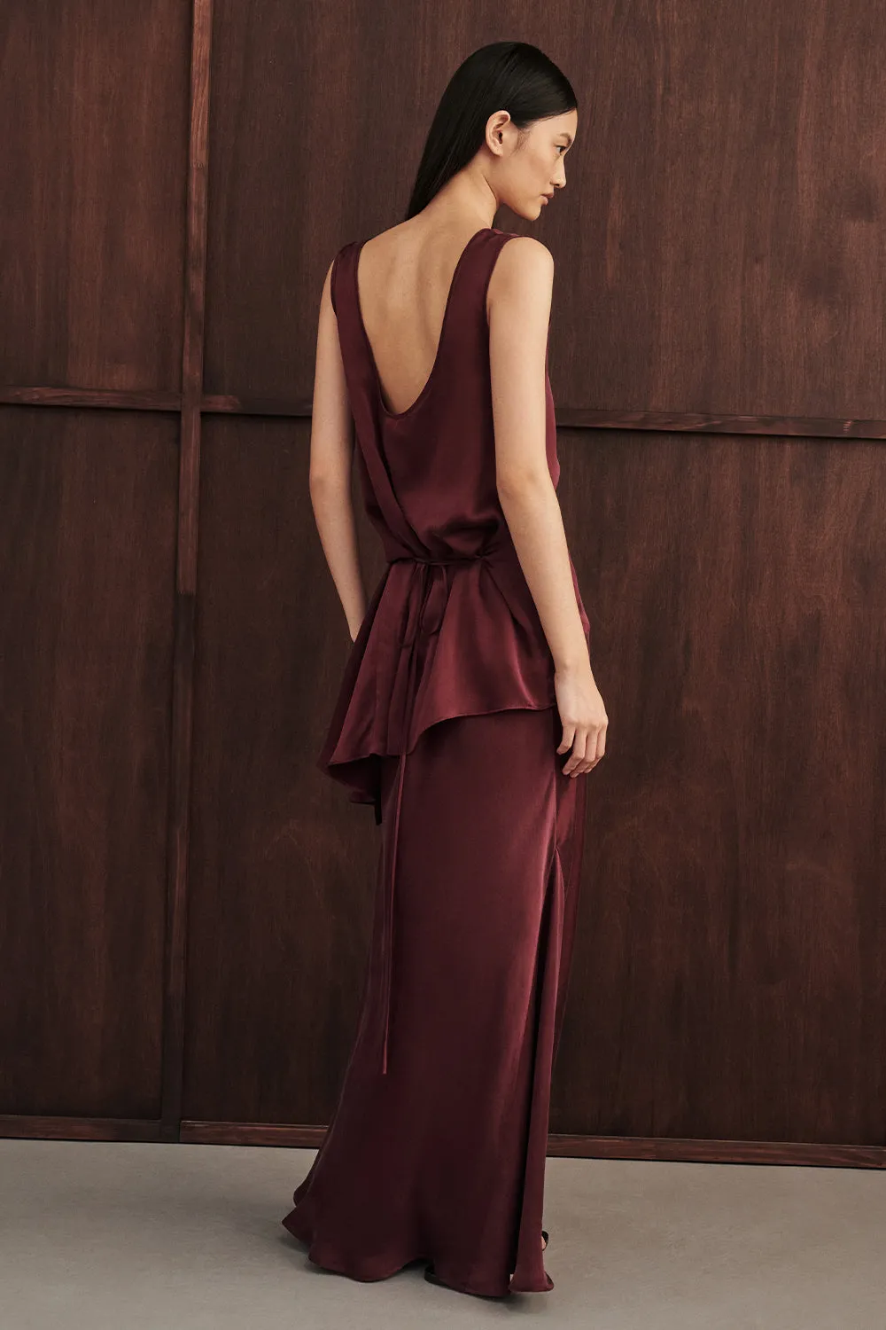 COLETTE MERLOT SILK MIDI SKIRT sold by Dissh