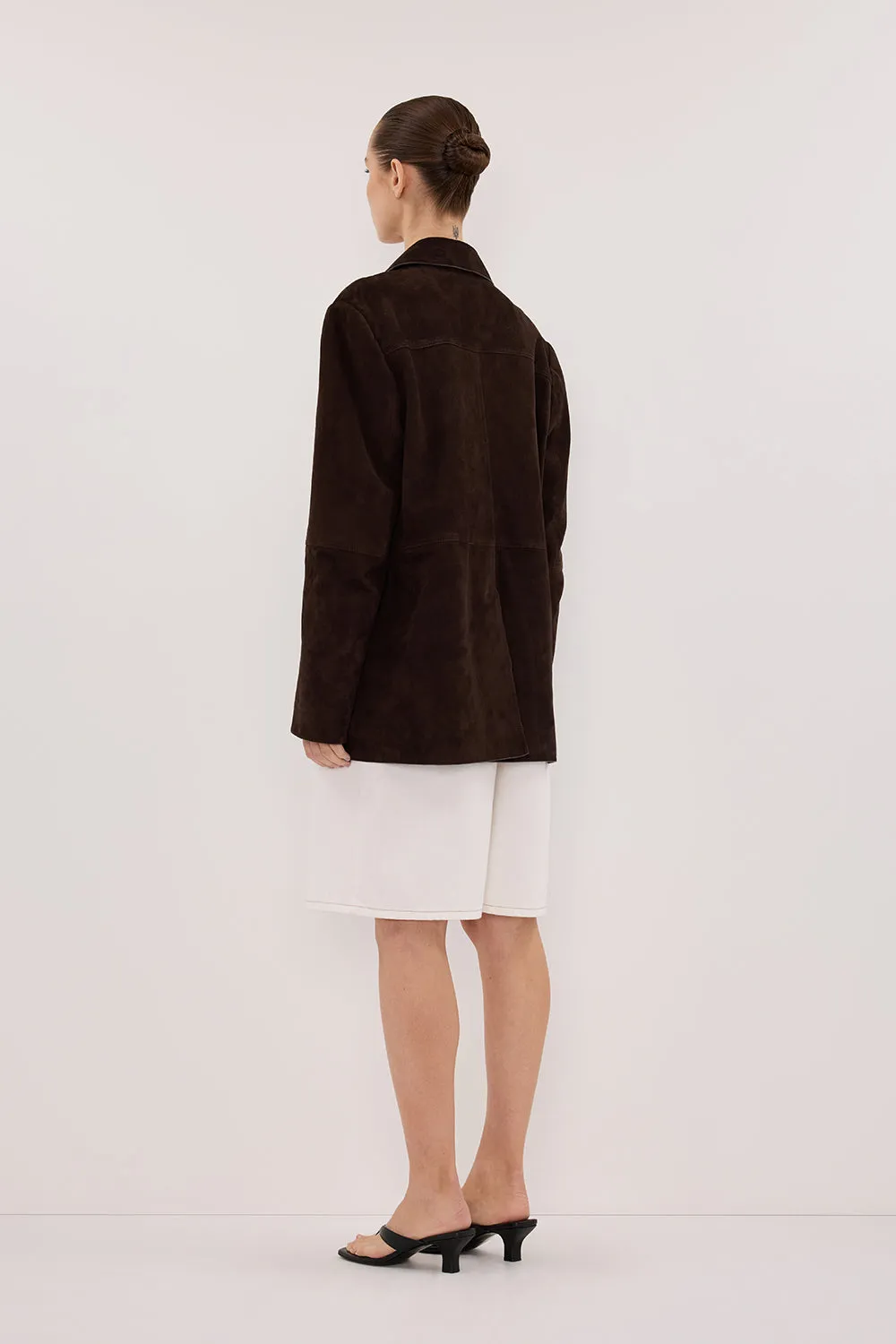 HENDRIX BITTER CHOC OVERSIZED SUEDE LEATHER JACKET sold by Dissh product image thumbnail 4