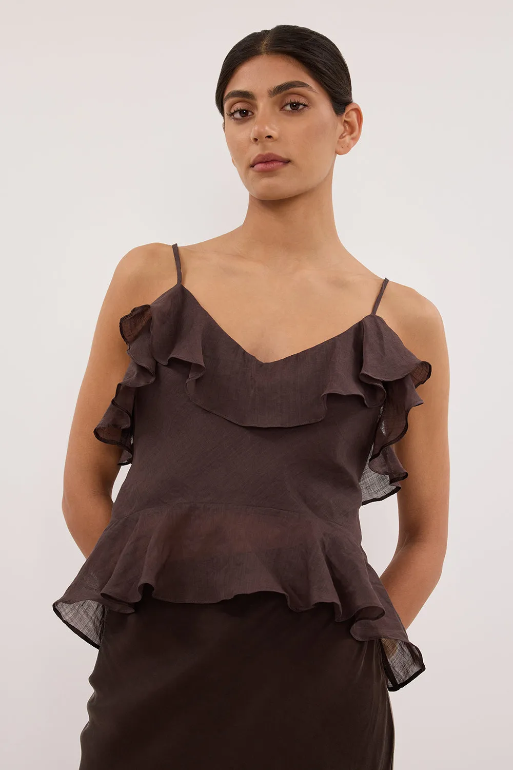 SARA DARK CHOC RAMIE CAMI TOP sold by Dissh product image thumbnail 4