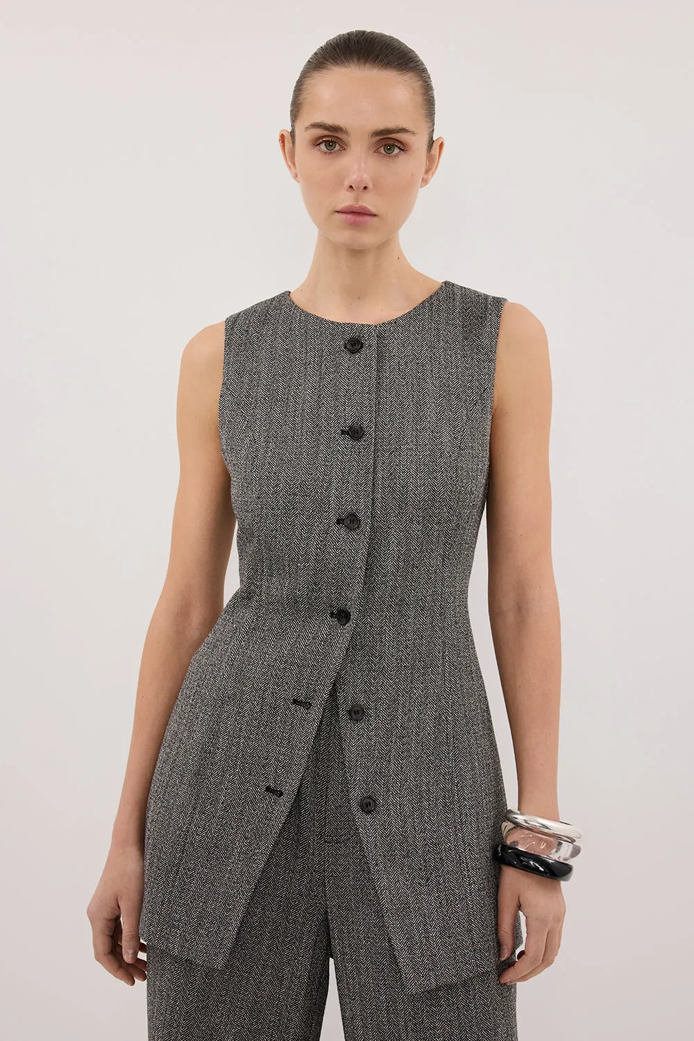MANHATTAN CHARCOAL TWEED TUNIC VEST sold by Dissh product image thumbnail 2