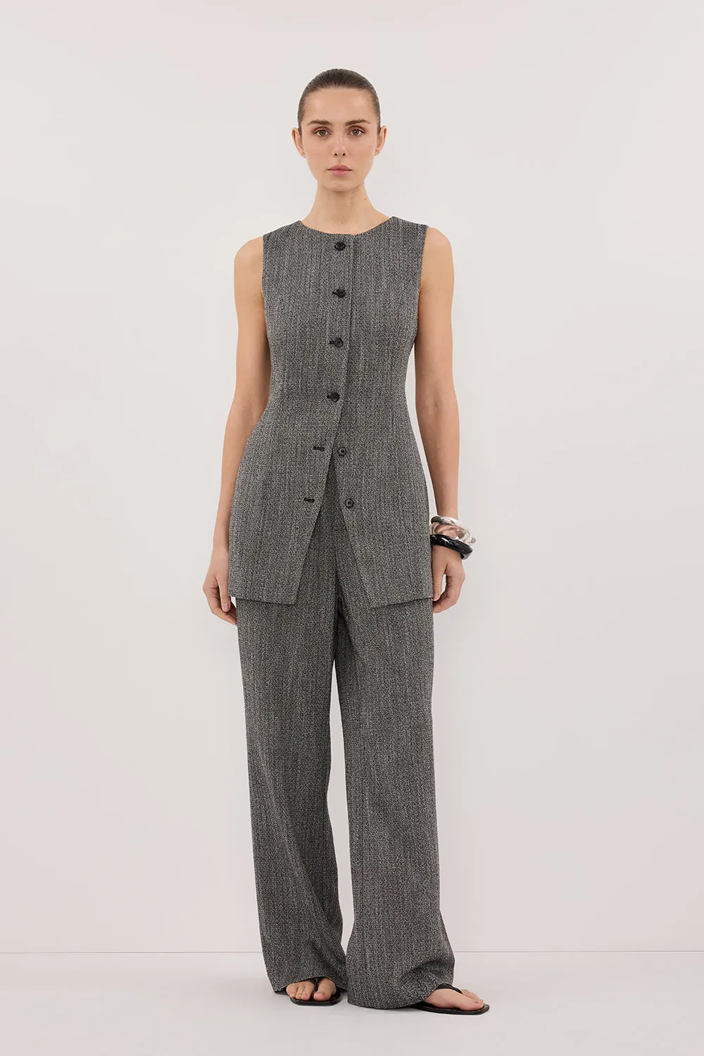 MANHATTAN CHARCOAL TWEED TUNIC VEST sold by Dissh