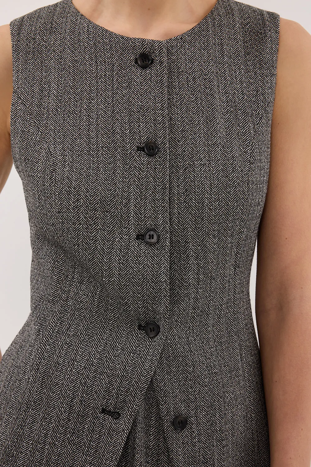MANHATTAN CHARCOAL TWEED TUNIC VEST sold by Dissh product image thumbnail 5