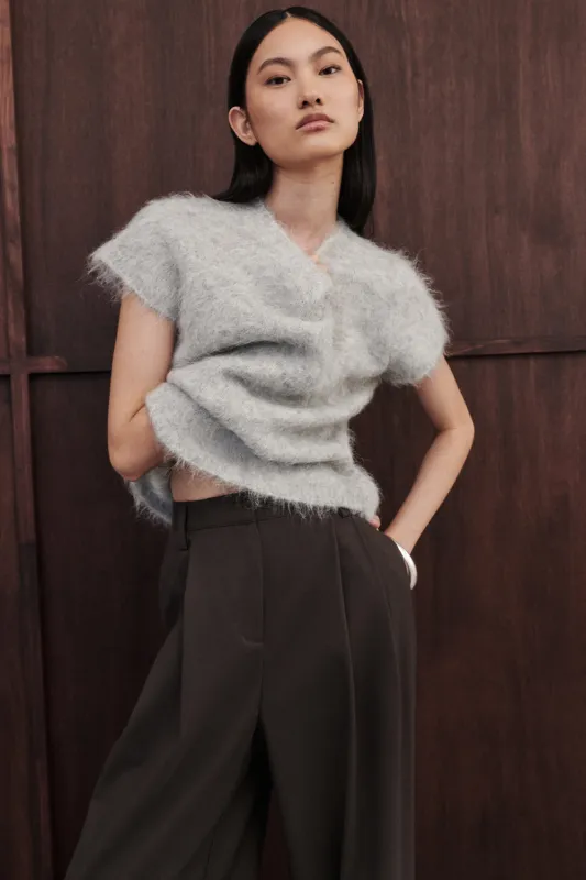 SALMA SILVER CAP SLEEVE KNIT TOP sold by Dissh