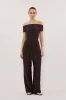 ASTRID BURNT CHOC OFF SHOULDER KNIT TOP sold by Dissh
