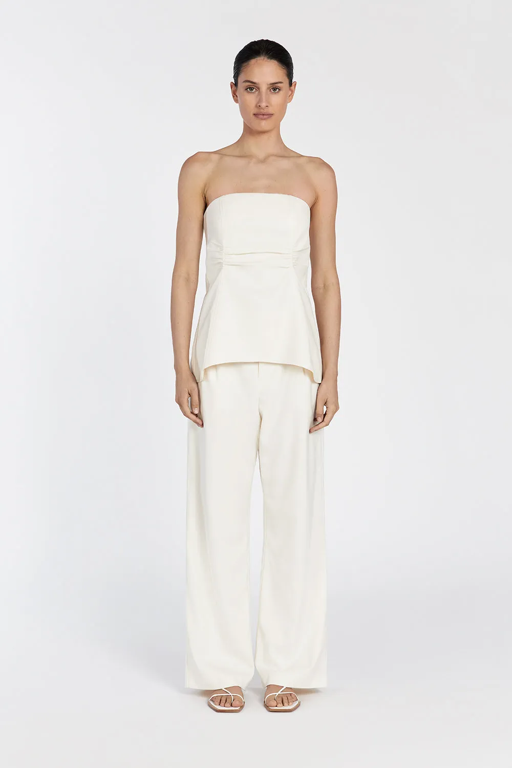 FRANCES CREAM STRAPLESS TOP sold by Dissh