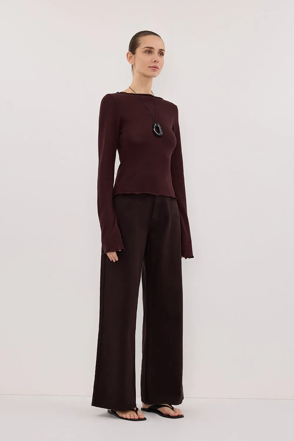 BLAKE PLUM LONG SLEEVE BOAT NECK KNIT TOP sold by Dissh product image thumbnail 4