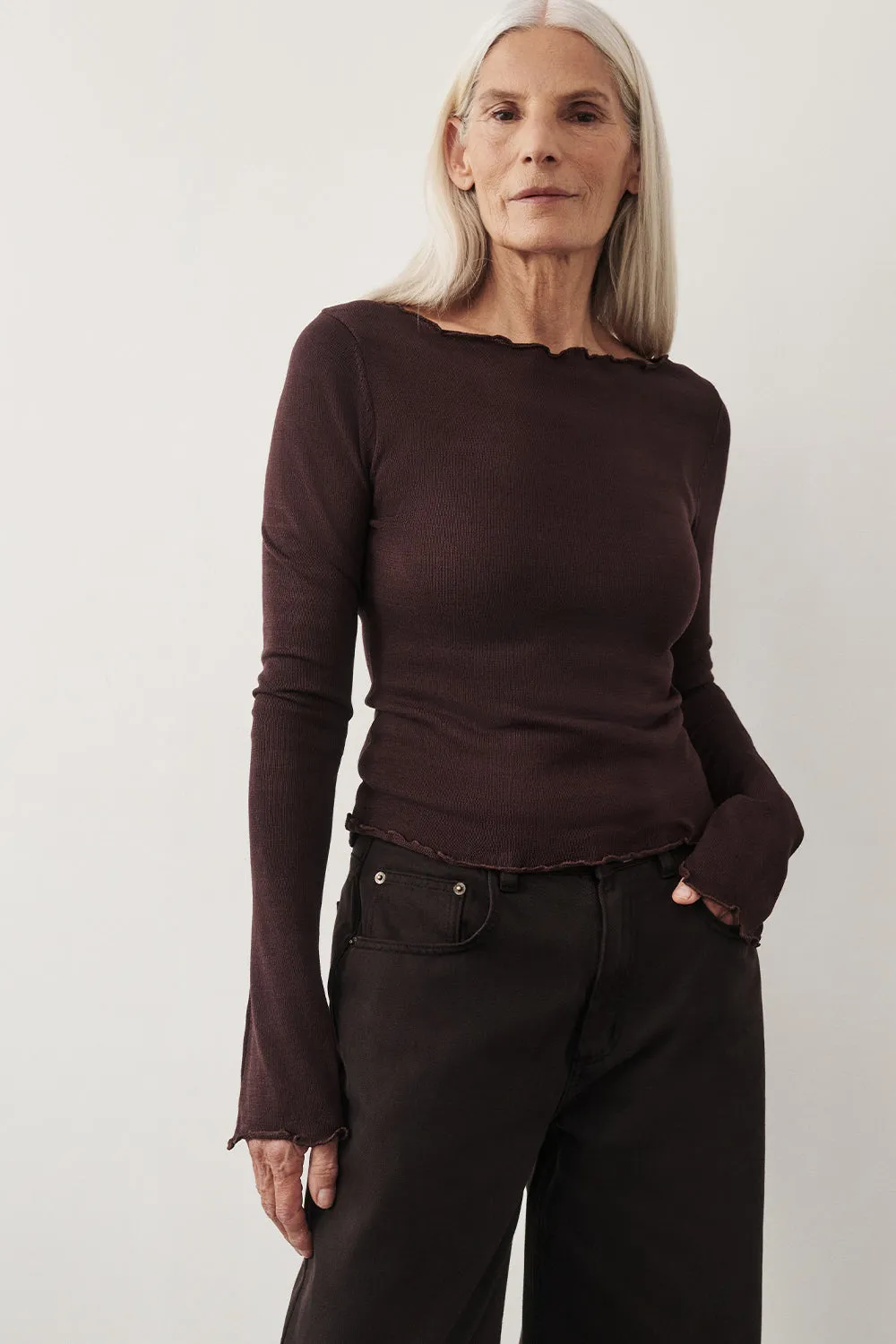 BLAKE PLUM LONG SLEEVE BOAT NECK KNIT TOP sold by Dissh product image thumbnail 2