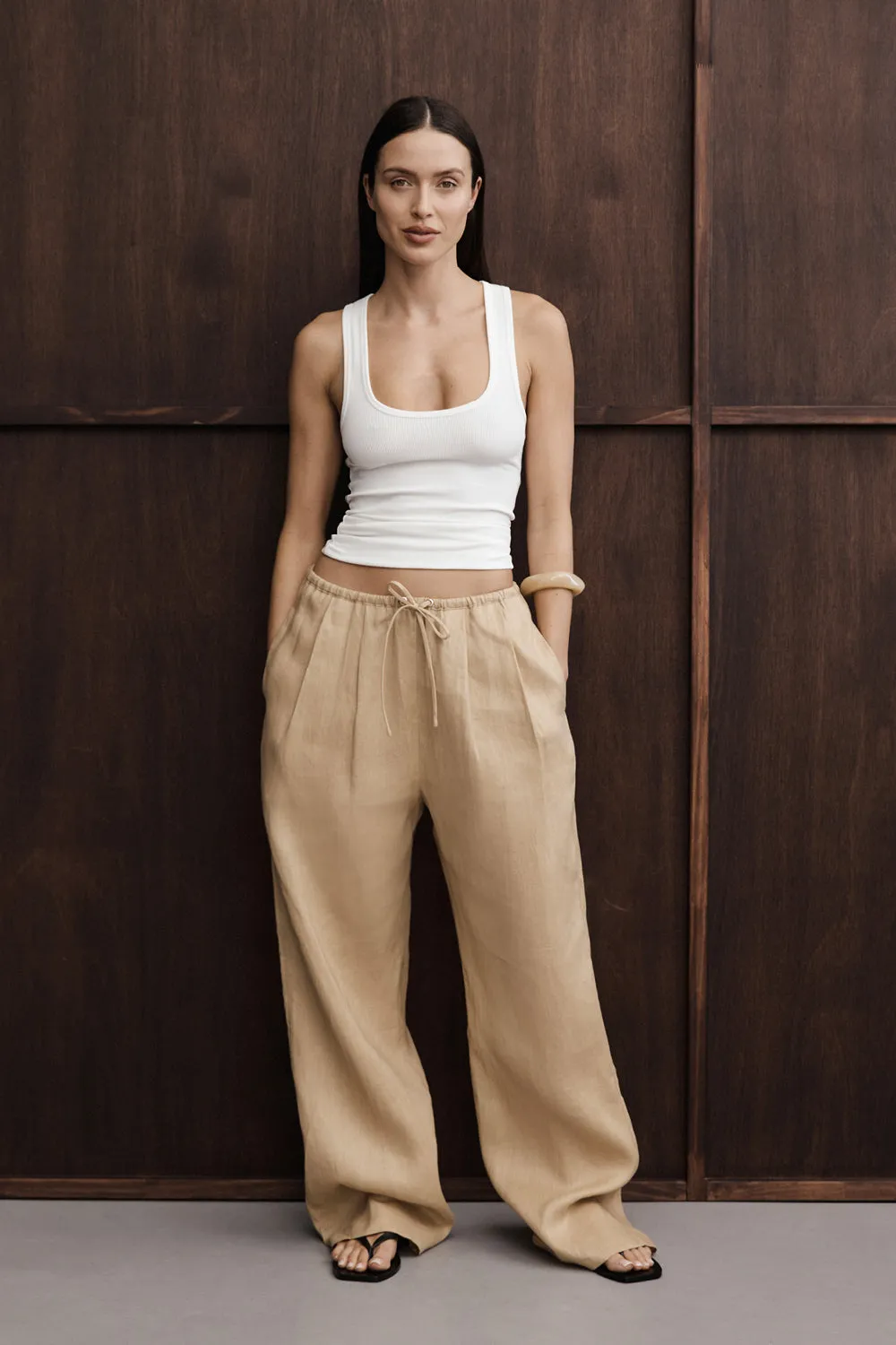 LUNE TAN LINEN PANT sold by Dissh product image thumbnail 4