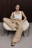 LUNE TAN LINEN PANT sold by Dissh