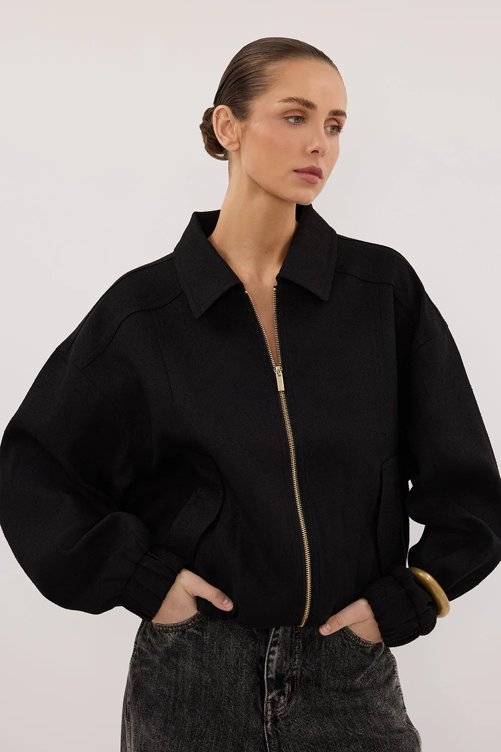 FRANKIE BLACK TWEED BOMBER JACKET sold by Dissh product image thumbnail 3