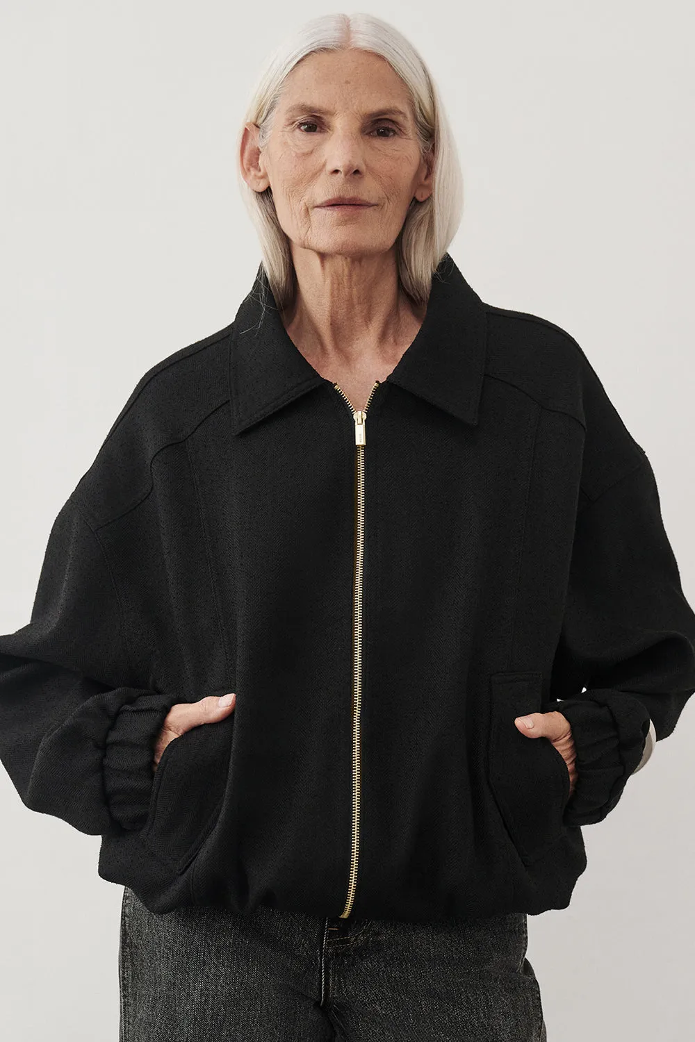 FRANKIE BLACK TWEED BOMBER JACKET sold by Dissh