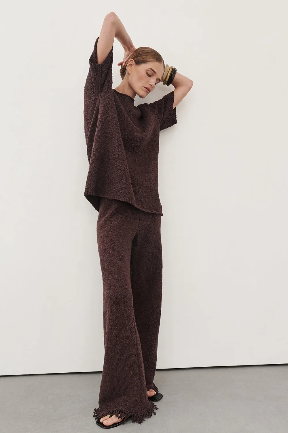 SUE CHOC FRINGE KNIT PANT sold by Dissh