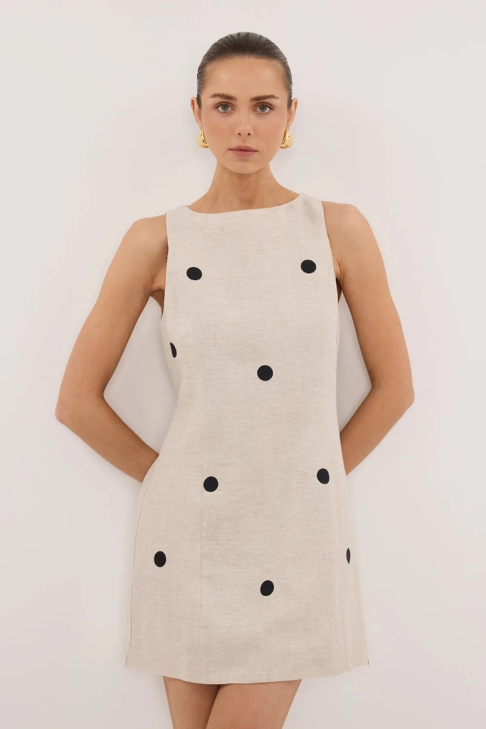 BEVERLY NATURAL SPOT LINEN MINI DRESS sold by Dissh product image thumbnail 2