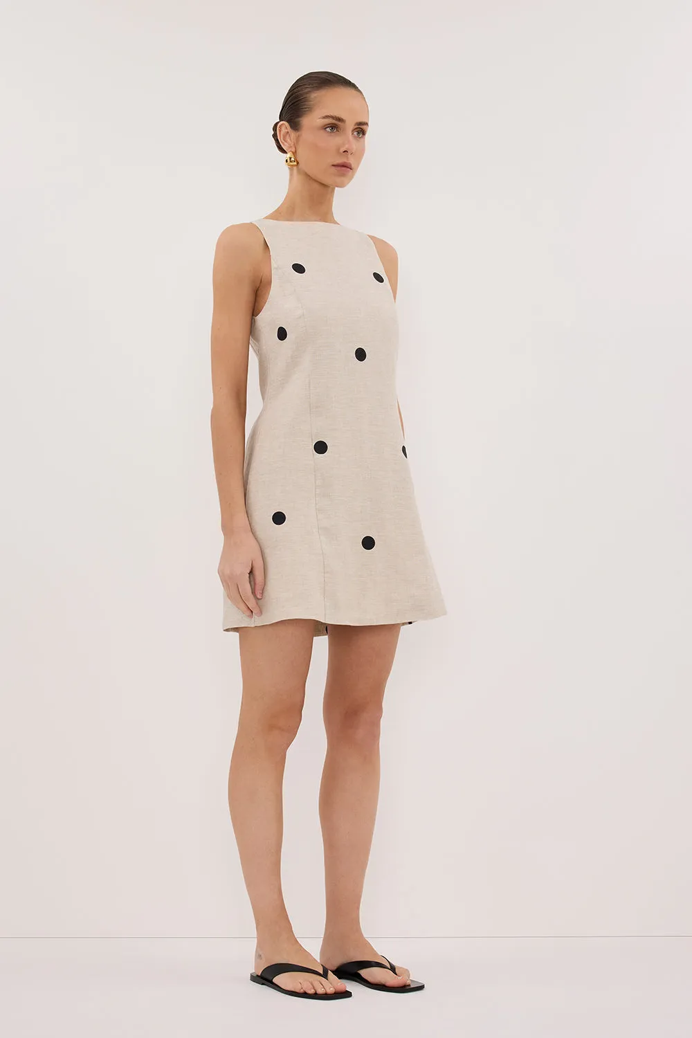 BEVERLY NATURAL SPOT LINEN MINI DRESS sold by Dissh product image thumbnail 3