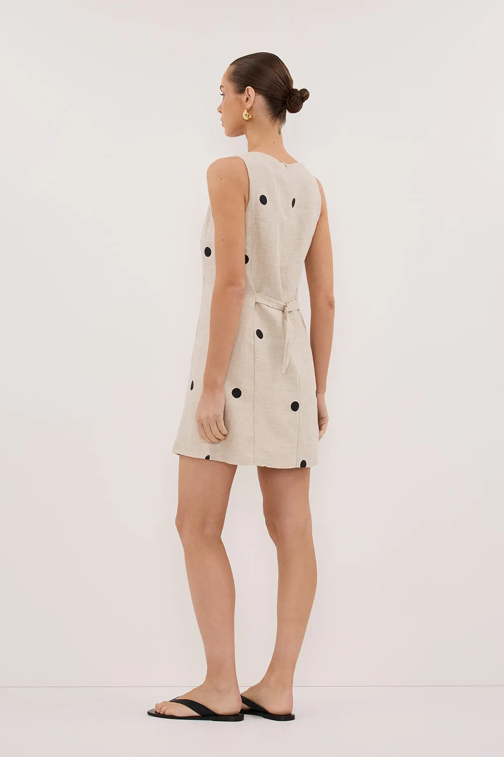 BEVERLY NATURAL SPOT LINEN MINI DRESS sold by Dissh product image thumbnail 4