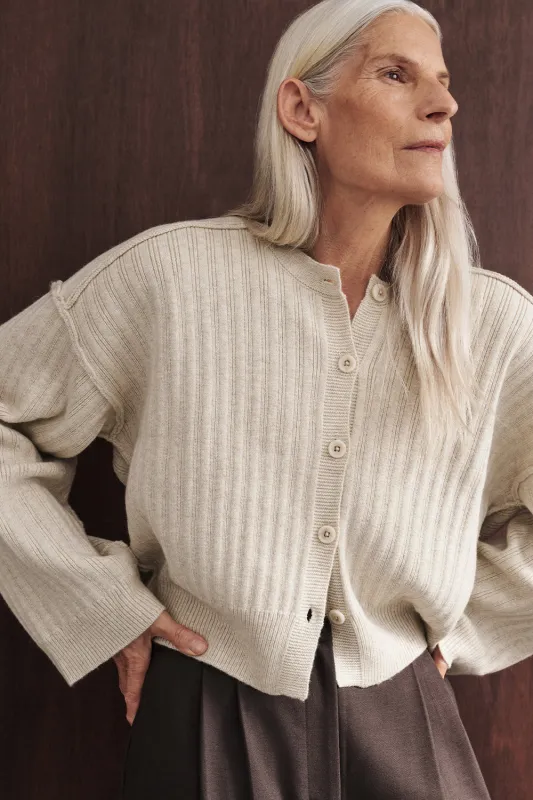 DAHLIA CHALK KNIT CARDIGAN sold by Dissh