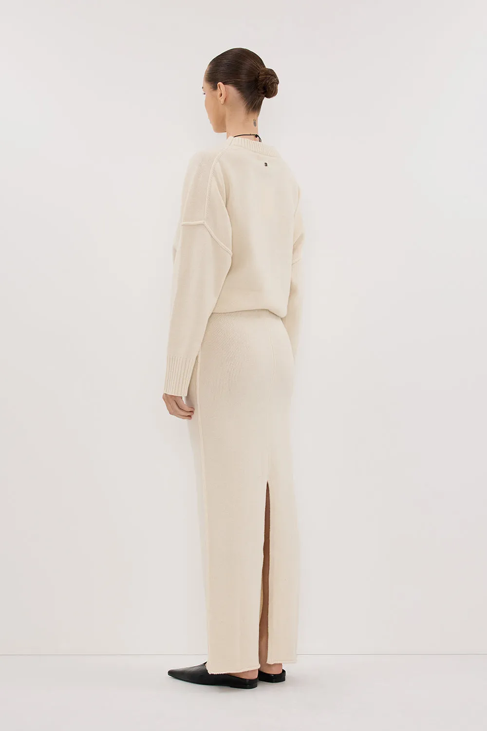 PAIGE CREAM WOOL KNIT MIDI SKIRT sold by Dissh product image thumbnail 5