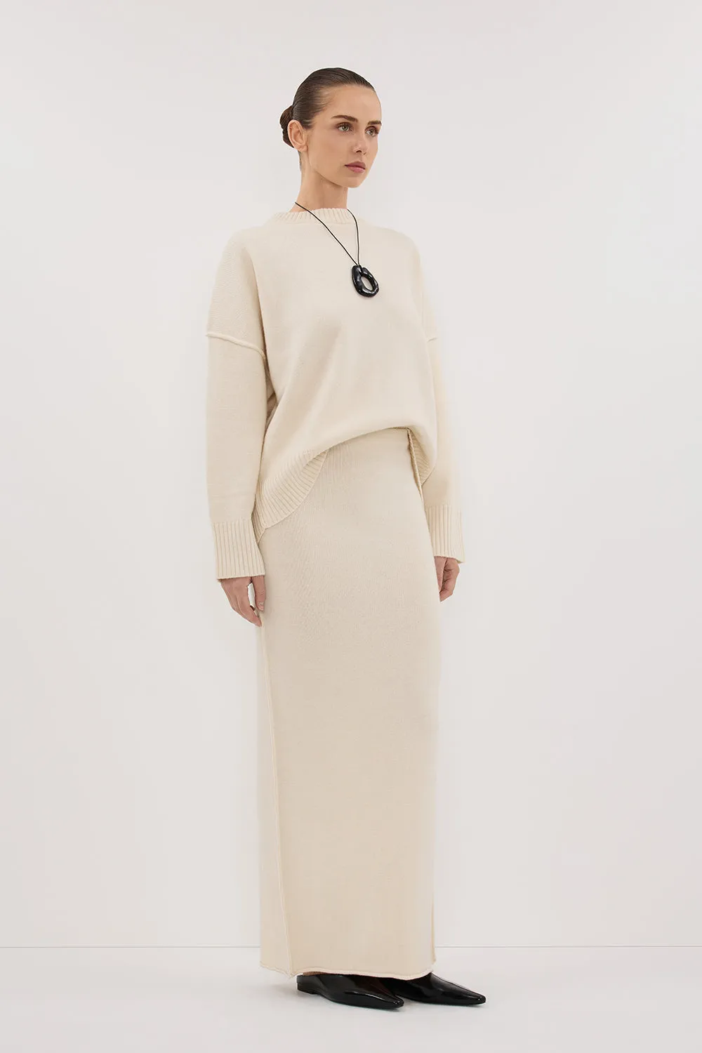 PAIGE CREAM WOOL KNIT MIDI SKIRT sold by Dissh product image thumbnail 4