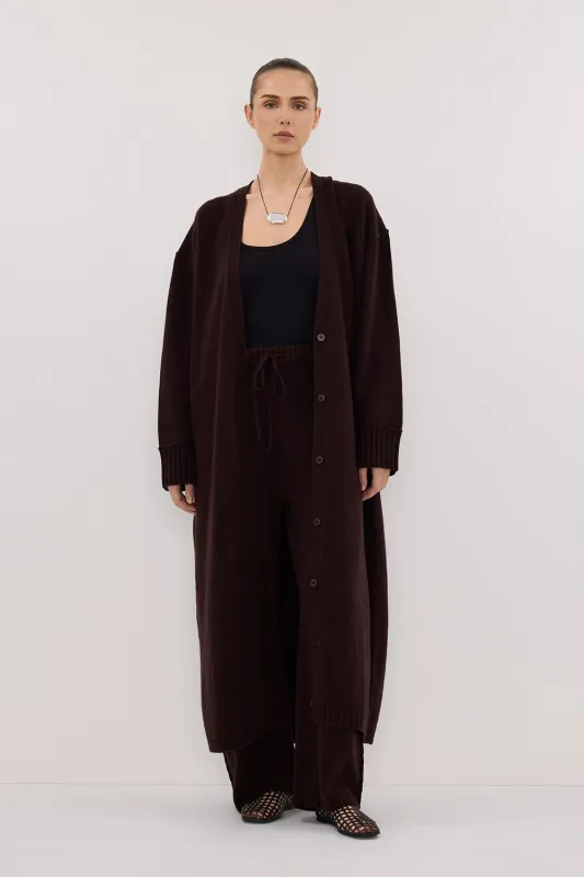 PAIGE CHOC LONGLINE WOOL KNIT COAT sold by Dissh