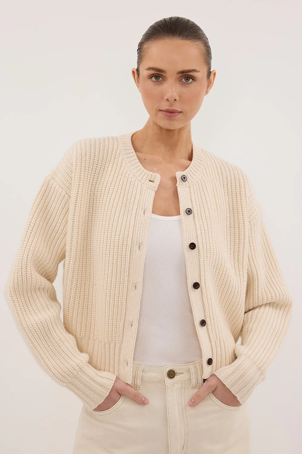 EVALINA SANDSTONE KNIT CARDIGAN sold by Dissh product image thumbnail 2