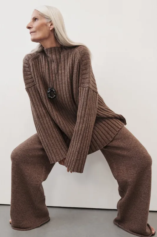 TUCSON MOCHA HIGH NECK KNIT JUMPER sold by Dissh