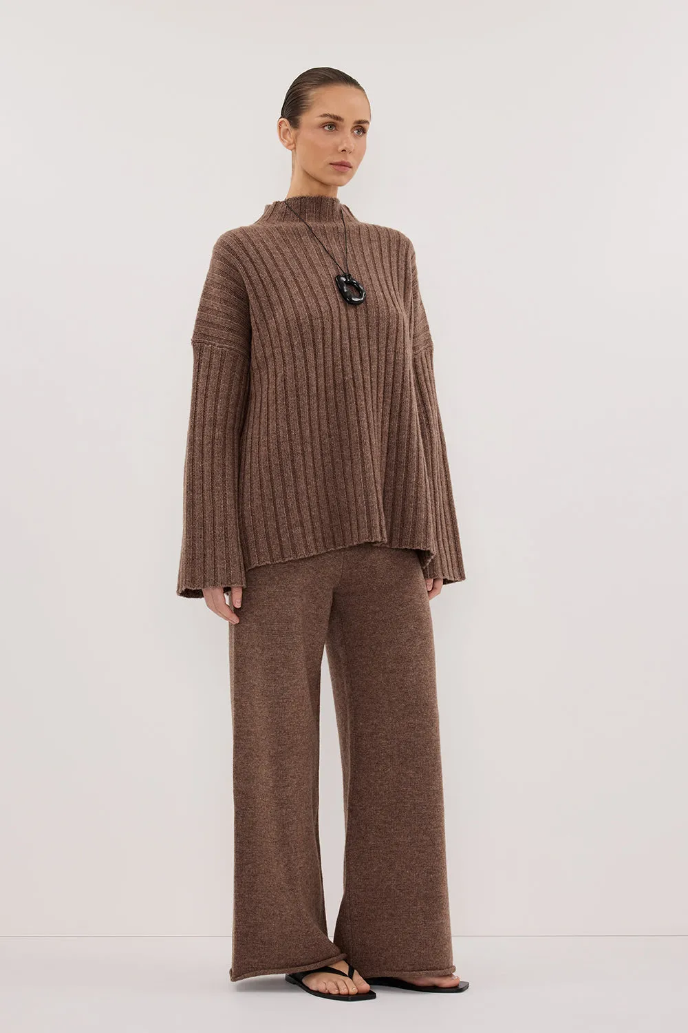 TUCSON MOCHA HIGH NECK KNIT JUMPER sold by Dissh product image thumbnail 4