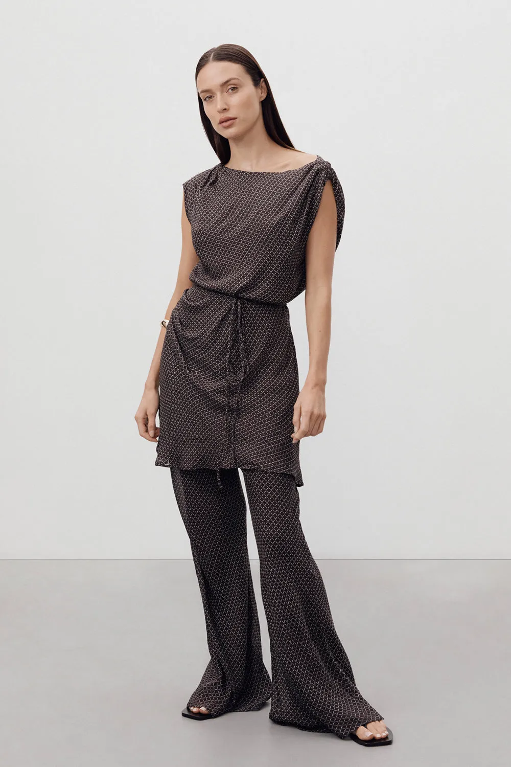 TIA CHOC MICRO CHECK MINI DRESS sold by Dissh