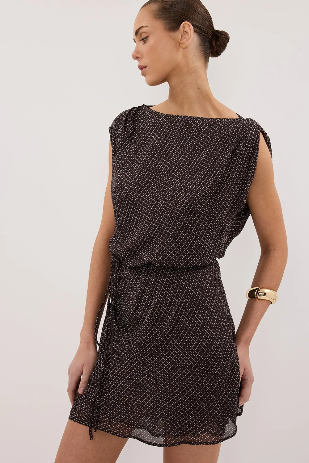 TIA CHOC MICRO CHECK MINI DRESS sold by Dissh product image thumbnail 3