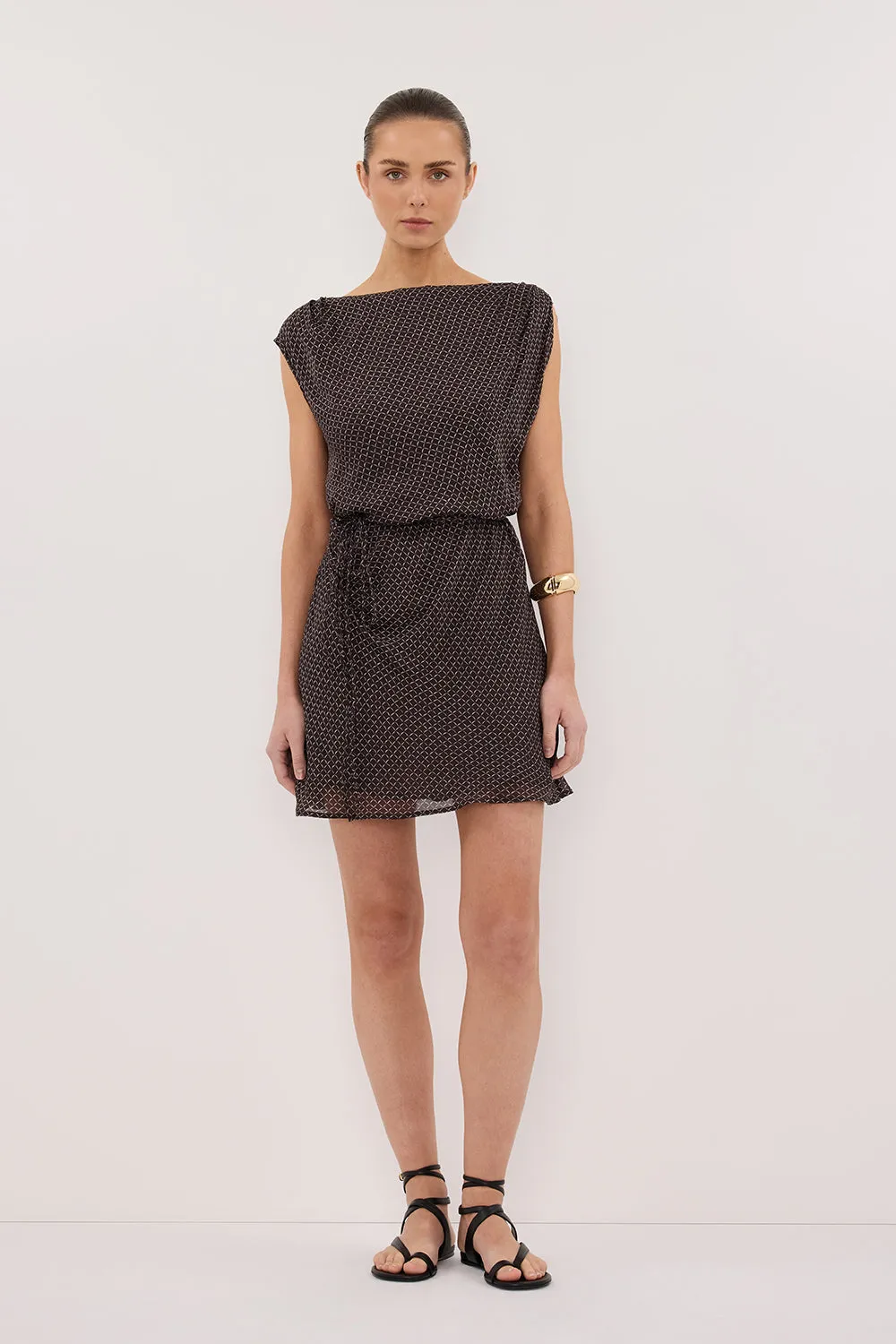 TIA CHOC MICRO CHECK MINI DRESS sold by Dissh product image thumbnail 2