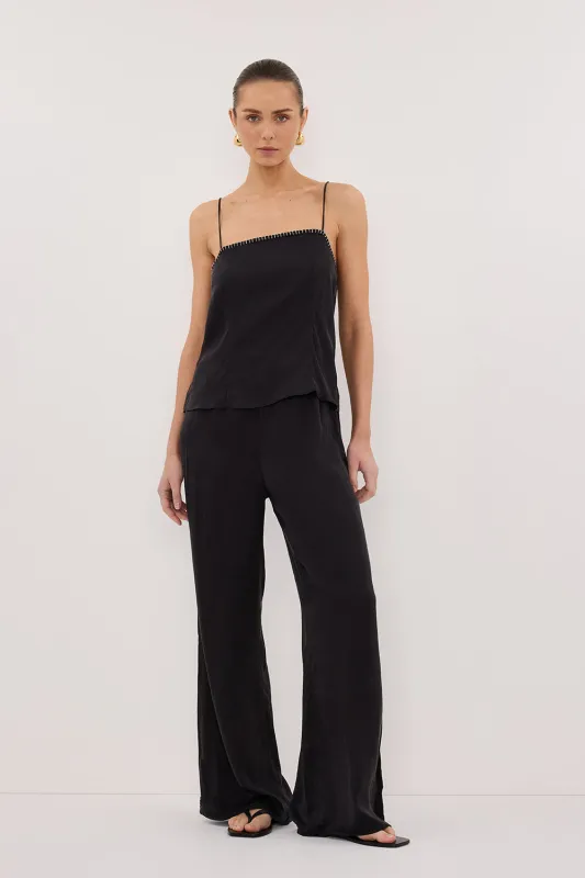 PIPER BLACK SILK STITCH DETAIL PANT sold by Dissh