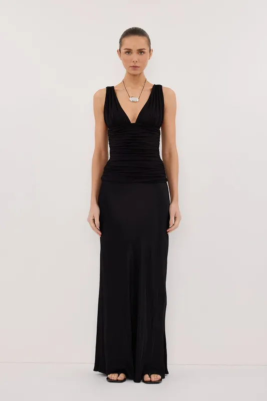 MAGNOLIA BLACK SLEEVELESS RUCHED TOP sold by Dissh