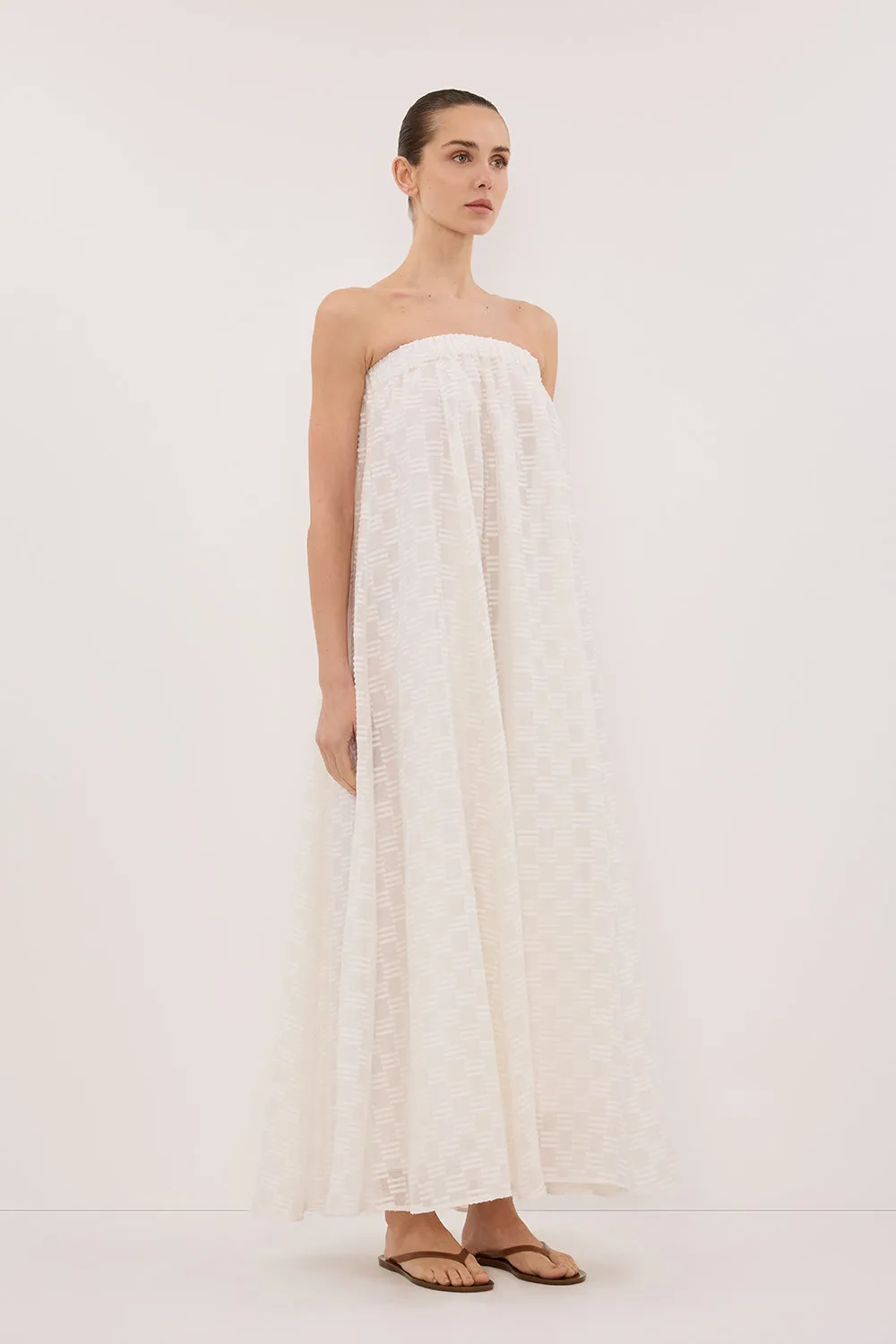 ELBA WHITE SHEER STRAPLESS DRESS sold by Dissh product image thumbnail 4