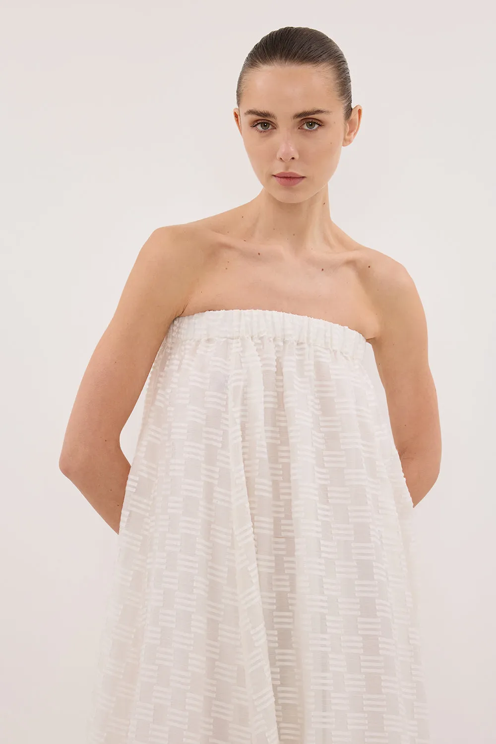 ELBA WHITE SHEER STRAPLESS DRESS sold by Dissh product image thumbnail 3