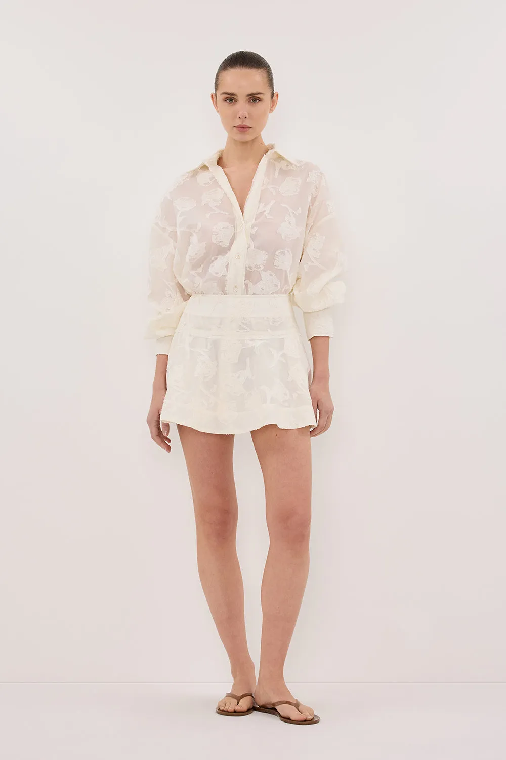 AZALEA OFF WHITE JACQUARD MINI SKIRT sold by Dissh product image thumbnail 2