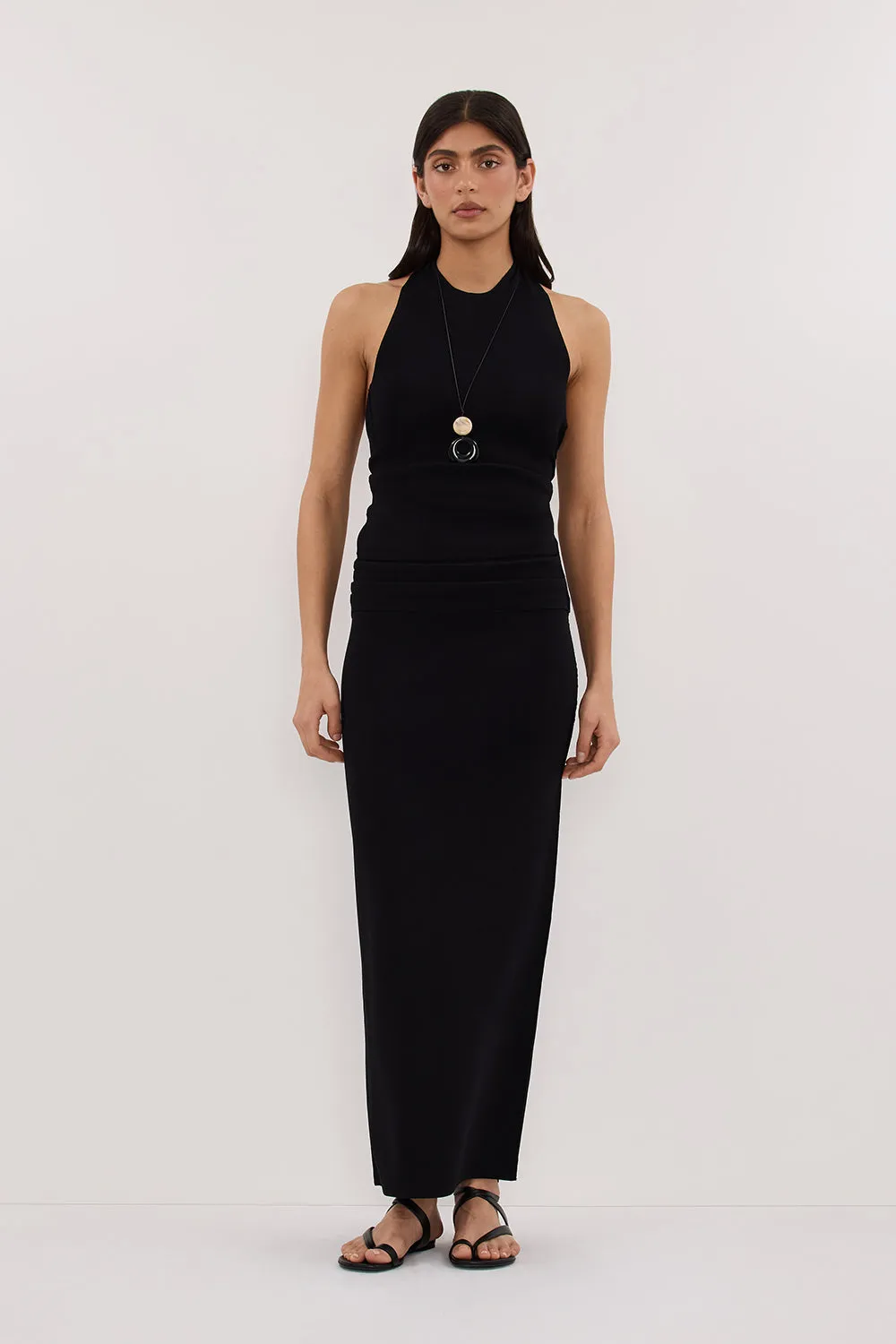 SOL BLACK KNIT MIDI SKIRT sold by Dissh
