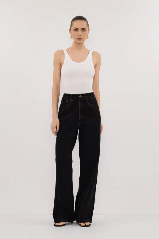 CARSON JET BLACK TALL WIDE LEG JEAN sold by Dissh