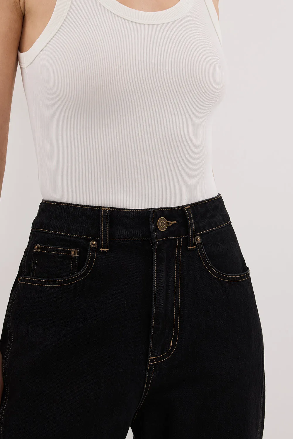 CARSON JET BLACK TALL WIDE LEG JEAN sold by Dissh product image thumbnail 5