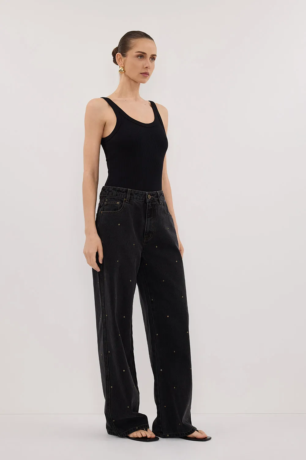 REAGAN 2.0 BLACK RINSE EYELET SLOUCHY JEAN sold by Dissh product image thumbnail 4