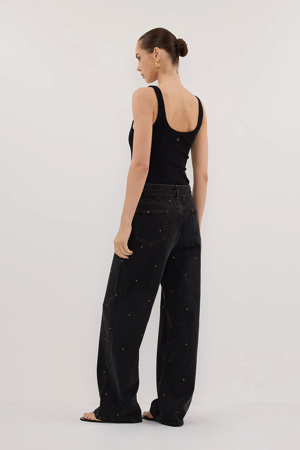 REAGAN 2.0 BLACK RINSE EYELET SLOUCHY JEAN sold by Dissh product image thumbnail 5