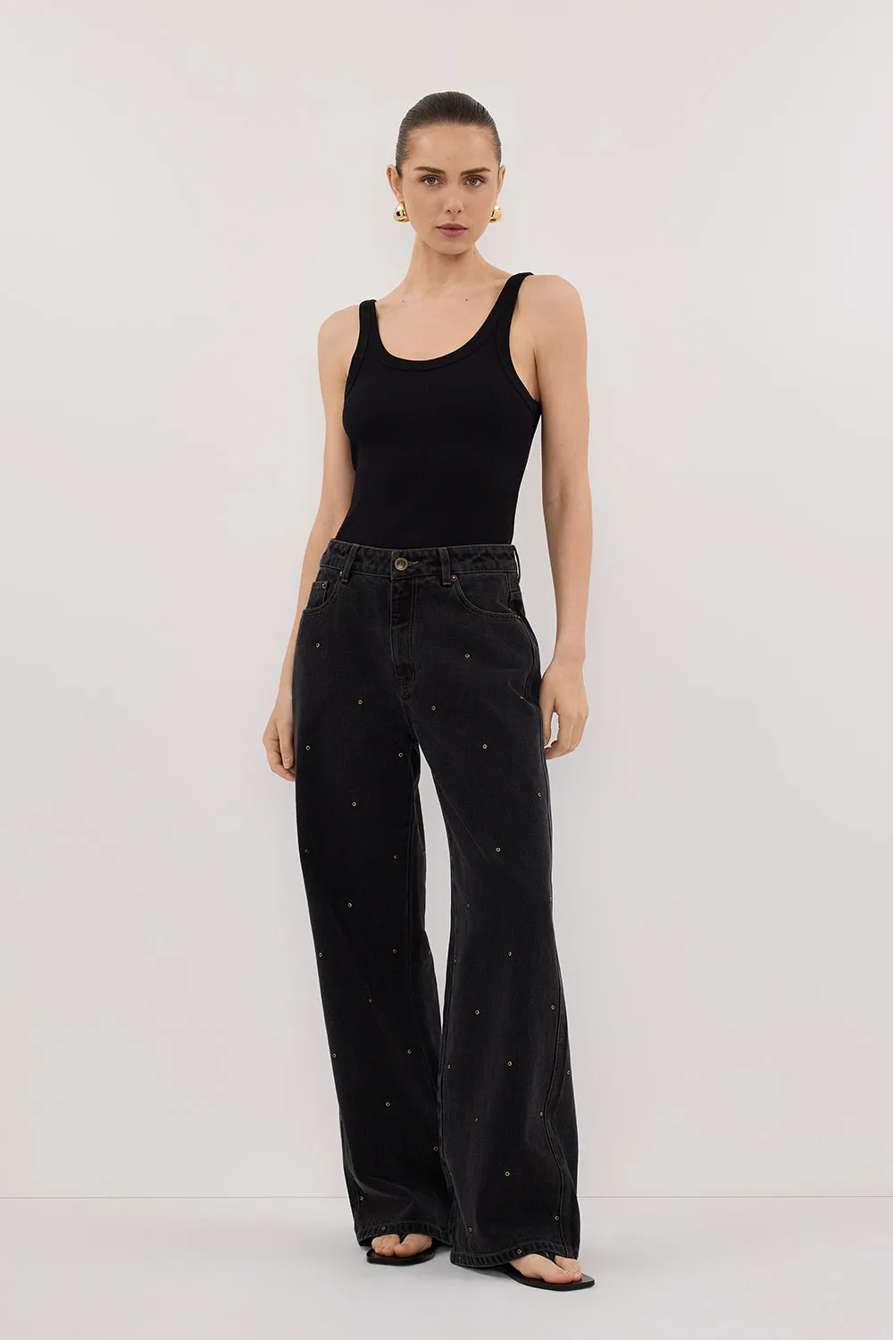 REAGAN 2.0 BLACK RINSE EYELET SLOUCHY JEAN sold by Dissh product image thumbnail 2