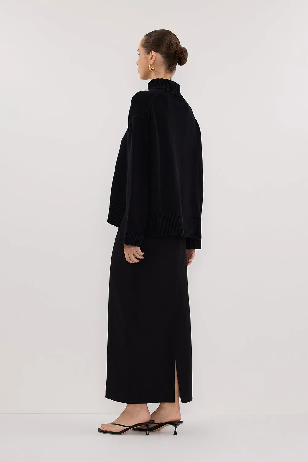 ELLA BLACK TURNBACK NECK KNIT JUMPER sold by Dissh product image thumbnail 5