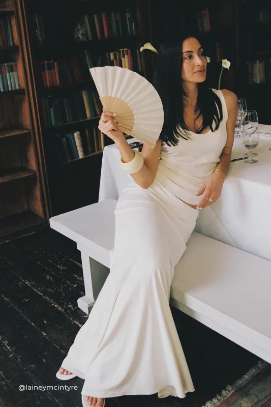 JULIE OFF WHITE MODAL BLEND MAXI SKIRT sold by Dissh