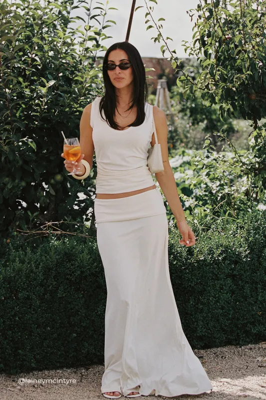 JULIE OFF WHITE MODAL BLEND SLEEVELESS TANK TOP sold by Dissh