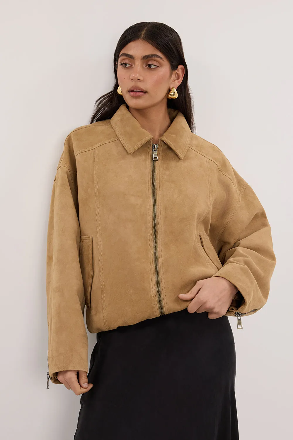 DENVER PAMPAS SUEDE LEATHER BOMBER JACKET sold by Dissh product image thumbnail 3