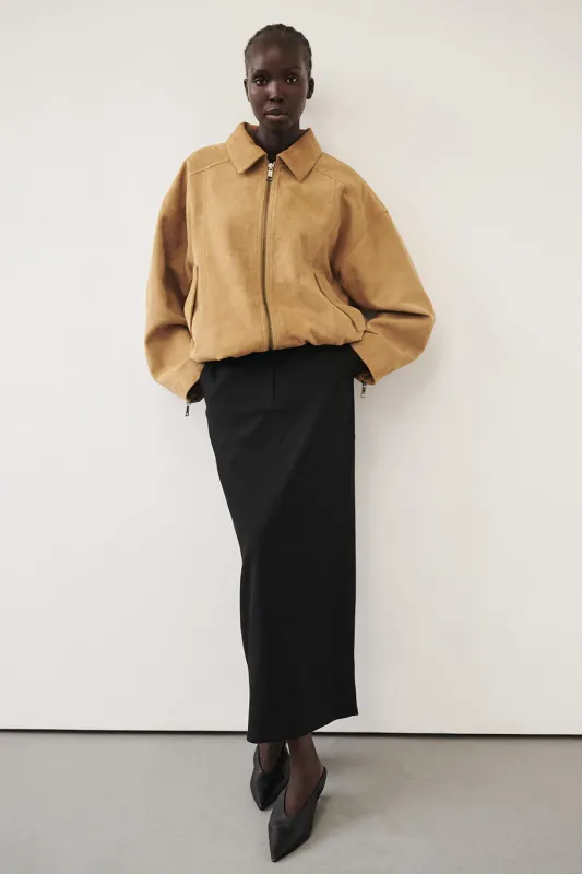 LIZA BLACK TAILORED MIDI SKIRT sold by Dissh